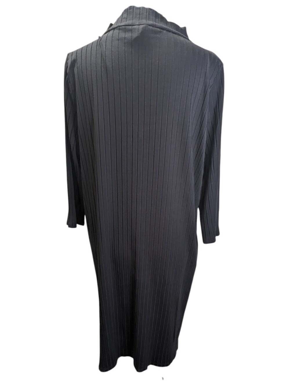 Eileen Fisher Black Ribbed Funnel Neck Long-Sleeve Cowl Neck Dress Size XL - Picture 3 of 10